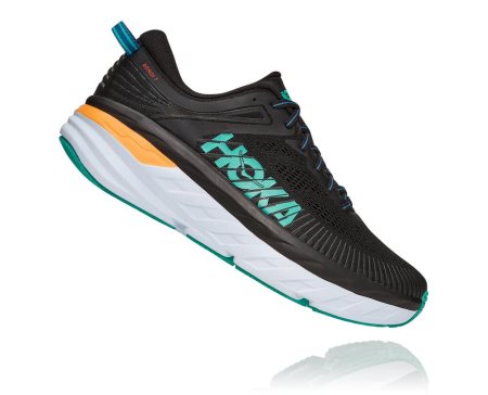 Hoka One One Bondi 7 Moški Pohodni Čevlji Črna / Turkizna SI-370962Y